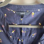 Next Women's Size 14 Navy Floral Lightweight Longsleeve Button‎ down Blue Photo 4