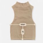 Neutral Ribbed Mock Neck Cropped Tank Top | Tan Beige Sleeveless Size XS Photo 2