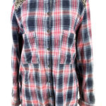 Free People  Little Bit of Sugar Plaid Gold Sequin Button Up Shirt Size XS Photo 0