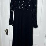 Vintage Women's Expo Black Long Sleeve Knit Floral Embroidered Sweater Dress 8 Photo 0