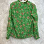 Joie  bright green floral long sleeve blouse Photo 4