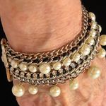 White House | Black Market mixed media multi chain faux pearls toggle bracelet Photo 0