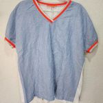 Vilagallo linen Stripe short sleeve blouse Blue Size M Photo 0
