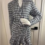 Veronica Beard  JEANS WRAP MINI DRESS SHERRY WHITE/NAVY GINGHAM SIZE Extra Large. Photo 1