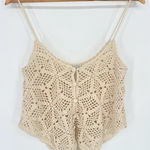 Forever 21  Crochet Sweater Crop Tank Top Size Small Beige Cream Hippie Boho Y2k Photo 0