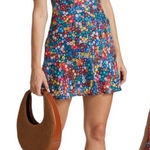 STAUD NWT  Size 10 Milla Rainbow Flower Print Puff Sleeve V Neck Mini Dress Photo 0