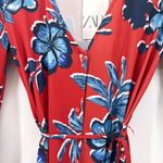 ZARA NEW NWT  Red Floral Print Long Sleeve Midi Dress‎ Small Button Down Belted Photo 3