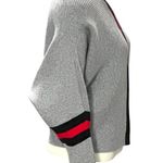 Gray Batwing Crop Top Sweater Red Black Stripes Chic Style Comfortable Versatile Size undefined Photo 4