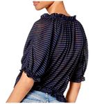 Free People  Dorothy Crop‎ Top Y2k Black Stripe LARGE Peasant Feminine NWT Photo 2