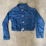 Gap Button Down Denim Long Sleeve Drawstring Waist Crop Top Size XS Photo 0