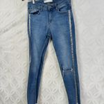 ZARA Z1975 Denim Distressed Glitter Tuxedo Stripe Skinny Jeans Size 4 Photo 1
