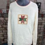 Cabela's sweater quilt block country cream red green Photo 0