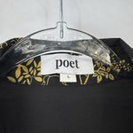Poet Maxi Dress Womens Large Black Gold Haiku Koi Fish Print Photo 3