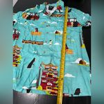 Her Universe Studio Ghibli Spirited Away Chihiro and No-Face Scenic Teal Woven Button-Up Photo 5