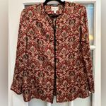 Adrianna Papell Vintage Wine & Gold 100% Silk Button Blouse Jacket Size 12 Photo 9