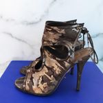 Aquazzura women’s Sexy Thing 105 metallic camouflage suede cutout sandal IT 35 5 Photo 5