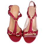 Valentino Garavani Valentino Red Leather Strappy Wedge Slingback Sandals, Size 37.5 Photo 2