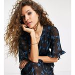 Topshop  Black Blue Stars Celestial Ruffle Midi Dress Women's Size 4 NWT Photo 11