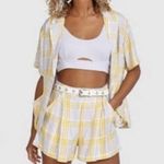 RVCA SZ 27 Downer Shorts Yellow Plaid Pleated Front Pockets High-Rise Zip-Fly Photo 8