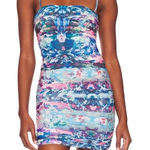 More To Come Mariana Ruched Mini Dress Blue Multi Size XS Photo 0