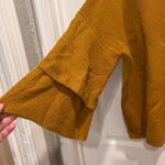 Madewell Women's Mustard Yellow Sweater Size L Ruffle Sleeve Knit Pullover Photo 1