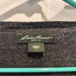 Eddie Bauer Womens Cardigan Sweater Size L Gray Ruffle Front Long Sleeve Photo 2