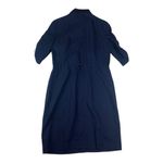 Akris Punto  women's size 10 m Navy Wool Blend dress button front cinch waist Photo 1
