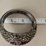 Vintage Chunky Hinge / Clamper Dome Bracelet with Purple Smokey Crystal Stones Photo 5