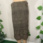 Olive Crochet Fringe Skirt Tan Size L Photo 5