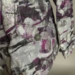 Chico's Chico’s Purple and Gray Metallic Printed Linen Lightweight Blazer Women’s 0 (S) Photo 1