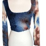 SheIn  Tie-Dye Ribbed Knit Square Neckline Long Sleeve Crop Top Photo 15