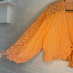 American Eagle NWT  Orange Tie Front Crochet Lace Boho Crop Top Large Romantic 70 Photo 3