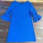 Duffield Lane Women’s Signature Cobalt Blue Ruffle Sleeve Shift Dress Photo 6