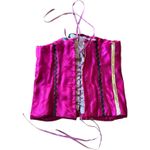 Handmade Vintage Satin Corset Top by Marilyn Cashin Pink Gold Lace Photo 2