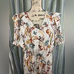 My Danielle Women’s Long Ruffle Dress Earthtone Floral Drop Waist Sz Lg NWOT Photo 8