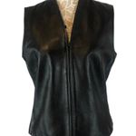 Mixit Vintage lambskin black leather lined V neck vest, zipper closing size 12T Photo 2