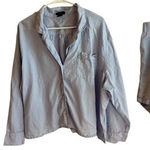 J.Crew  Light Blue Button-Up Pajama Set Long Sleeve Top And Shorts 3X Photo 0