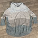 kim rogers  rounded hem cowl neck sweater medium blue ombré stripes color ribbed Photo 0