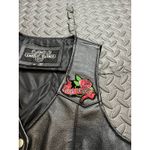 Vintage‎ Leather Gallery Patchwork Betty Boop Biker Vest Black Leather Moto Med Photo 1
