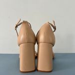 Gianni Bini Danea Two Piece Ankle Strap Beige Leather Block Heel Sandals Photo 5