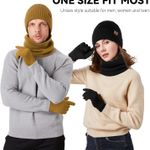 3 Pcs Winter Hat Scarf Gloves Set for Women Men: Touchscreen Gloves Knit Beanie Neck Warmer Set Warm Polar Fleece Lined Photo 1