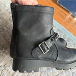 XOXO  Black Combat Boots with Chain Accent Photo 1