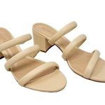 Schutz NEW  Olly Mid Block Nappa Leather Strappy Sandal Cream White 10.5 Photo 0