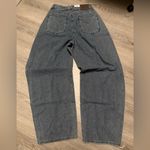 vintage inspired dark wash denim baggy boyfriend wide leg jeans Blue Size 26 Photo 1