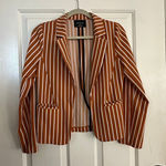 Active USA  Women's Brown & White Stripes Long Sleeve Mustard Blazer Size Small Photo 0