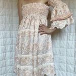 Laurie & Joe Pastel Peach Embroidered Boho Flower Strapless Babydoll Dress Photo 0
