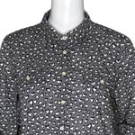 Talbots ‎ Shirt Womens 10 Black White Heart Print Button Up Office Novelty Preppy Photo 4