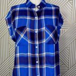 Rails  Britt Plaid Cap-Sleeve Shirt in Santorini Royal Blue Size US XS‎ Photo 4