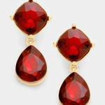 Brand New Womens Boutique Vibrant Red Christmas Lights Crystal Drop Earrings Photo 0
