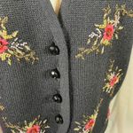 Susan Bristol Susan Bristol Floral Beaded Black Wool Knit Vest Womens Medium Vintage 80's Photo 5